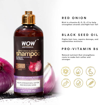 WOW Red Onion Black Seed Oil Shampoo: 300 ml