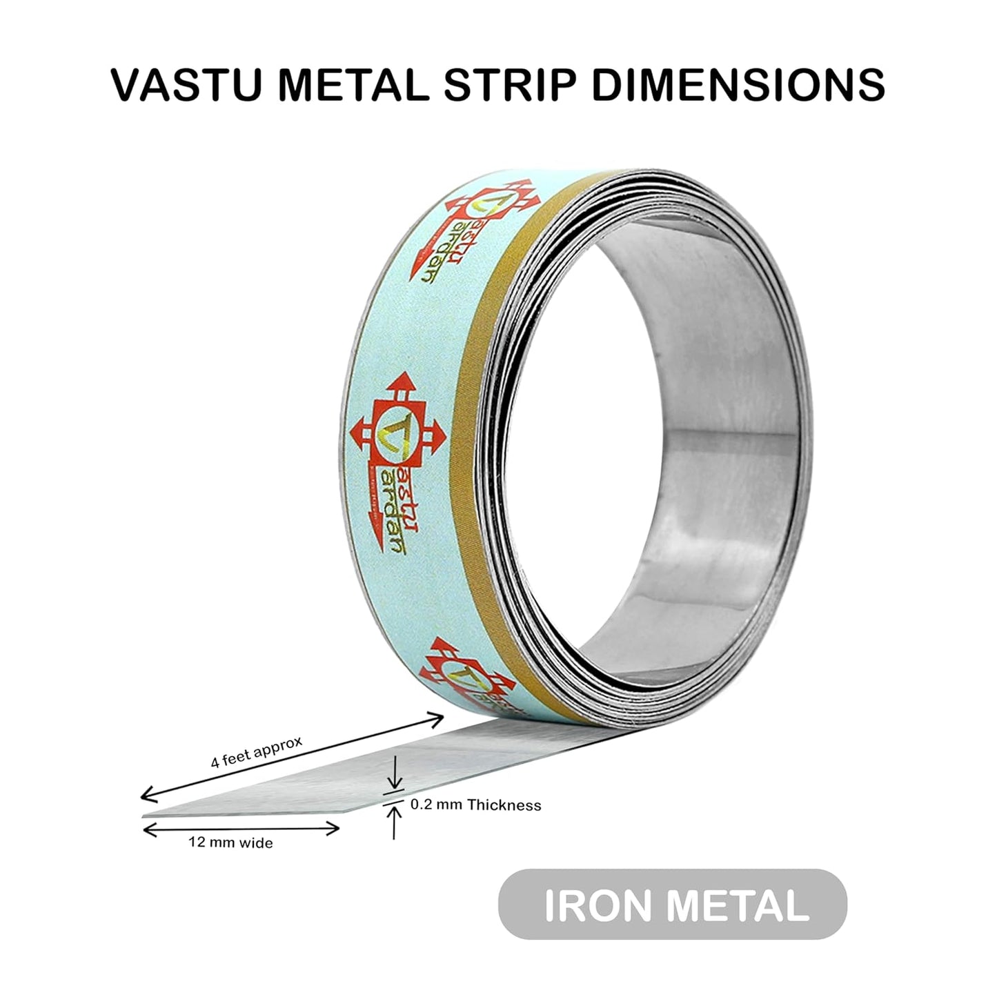 Iron Strip Vastu Remedy for Entrance, Maha Vastu Remedy for Toilet Correction and Zone (4 FEET, 12MM, Width, 0.2MM Gauge) (Pack of 2)