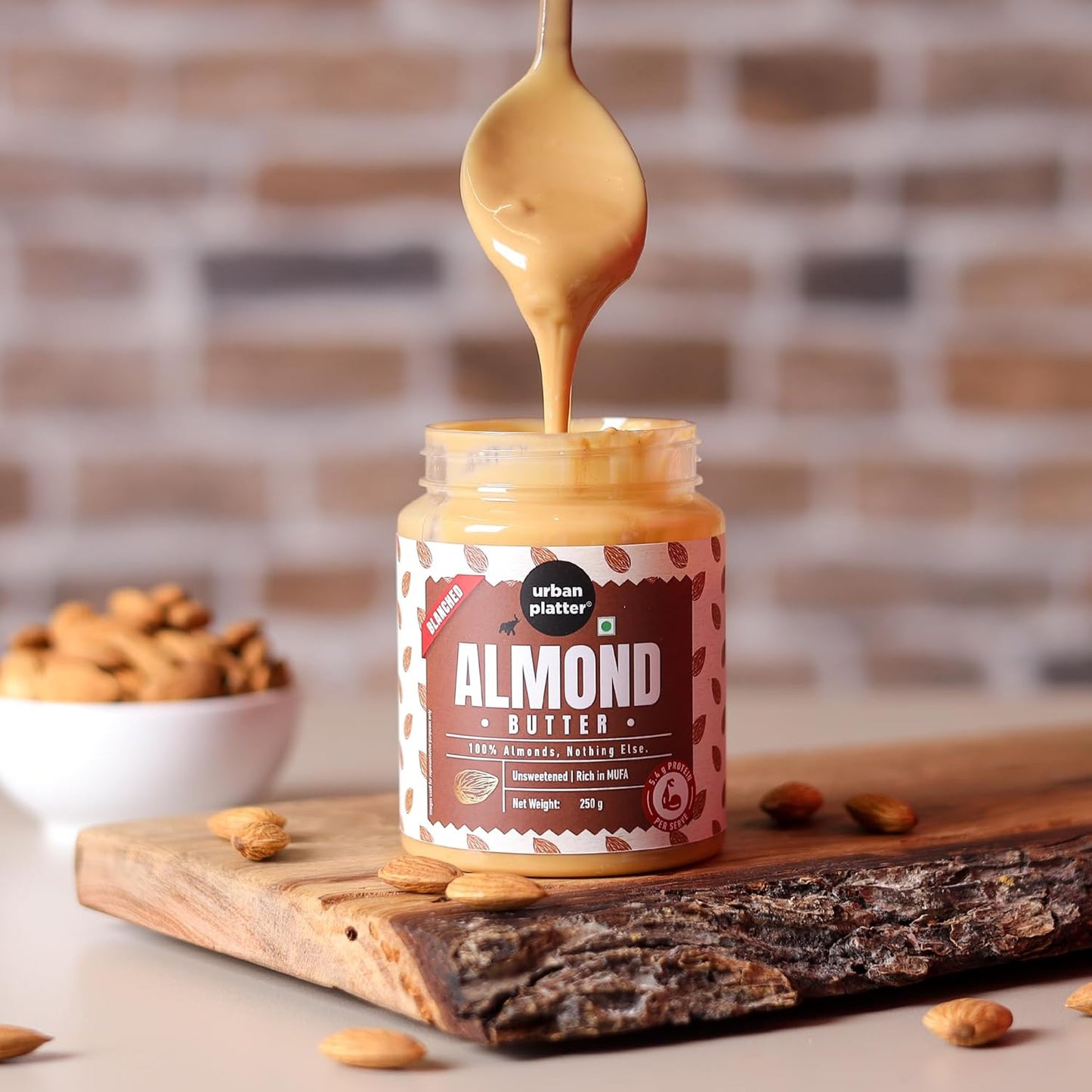 Urban Platter Almond Butter (Without Skin), 250g (Nutty Flavour | Single Ingredient | Keto-Friendly | Blanched Paste)
