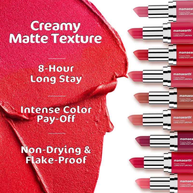 Mamaearth Creamy Matte Long Stay Lipstick: Rose Nude, 4.2 g