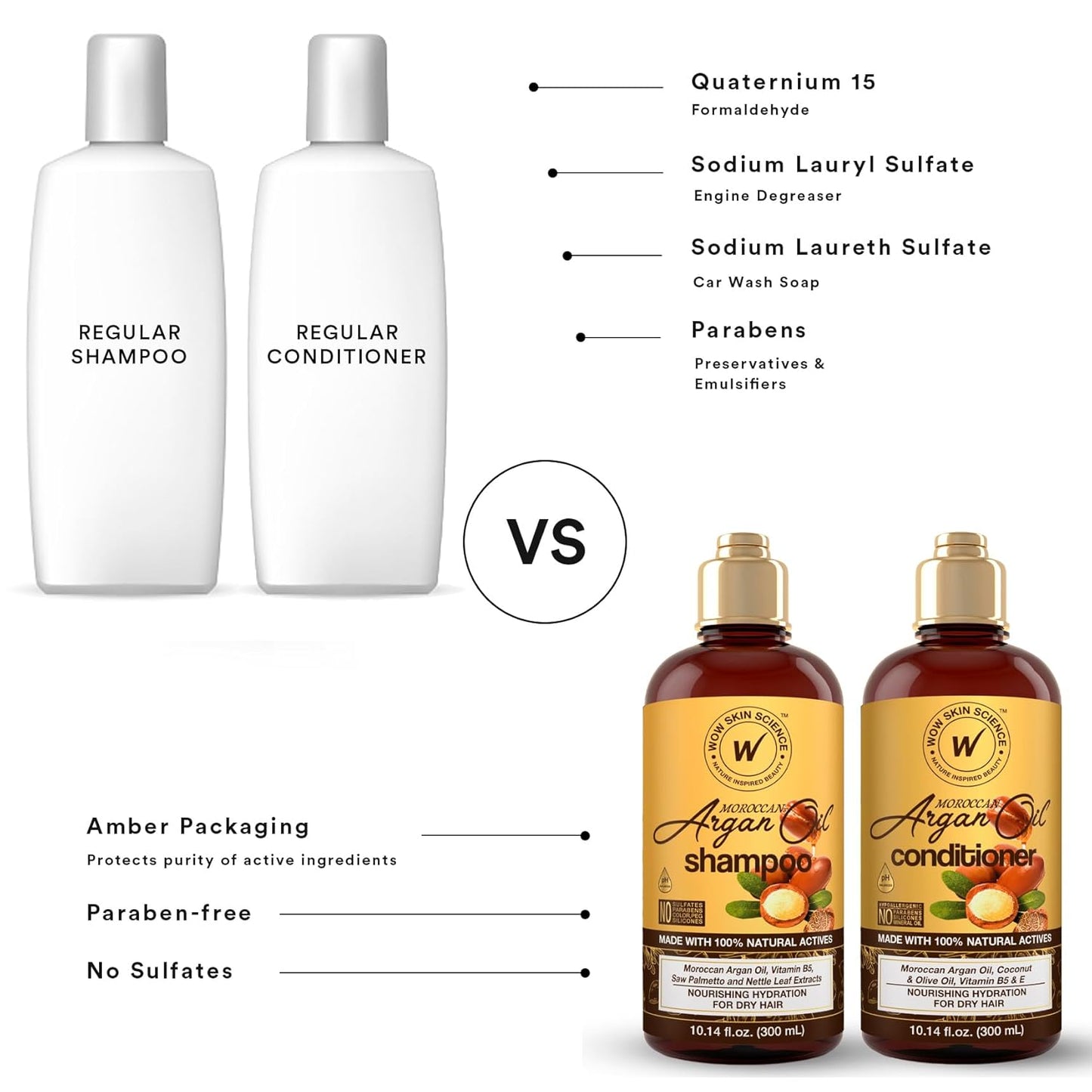 WOW Moroccan Argan Oil Shampoo & Conditioner Set: 300 ml each
