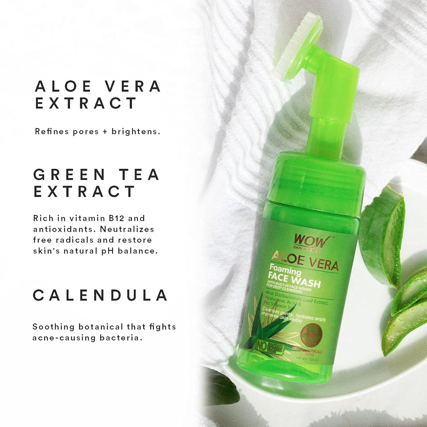 WOW Aloe Vera Face Wash: With Brush, 100 ml