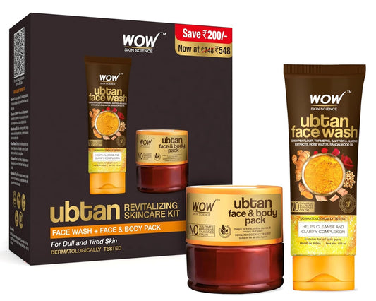 WOW Skin Science Ubtan Skincare Kit: FaceWash + Face & Body Pack, 300