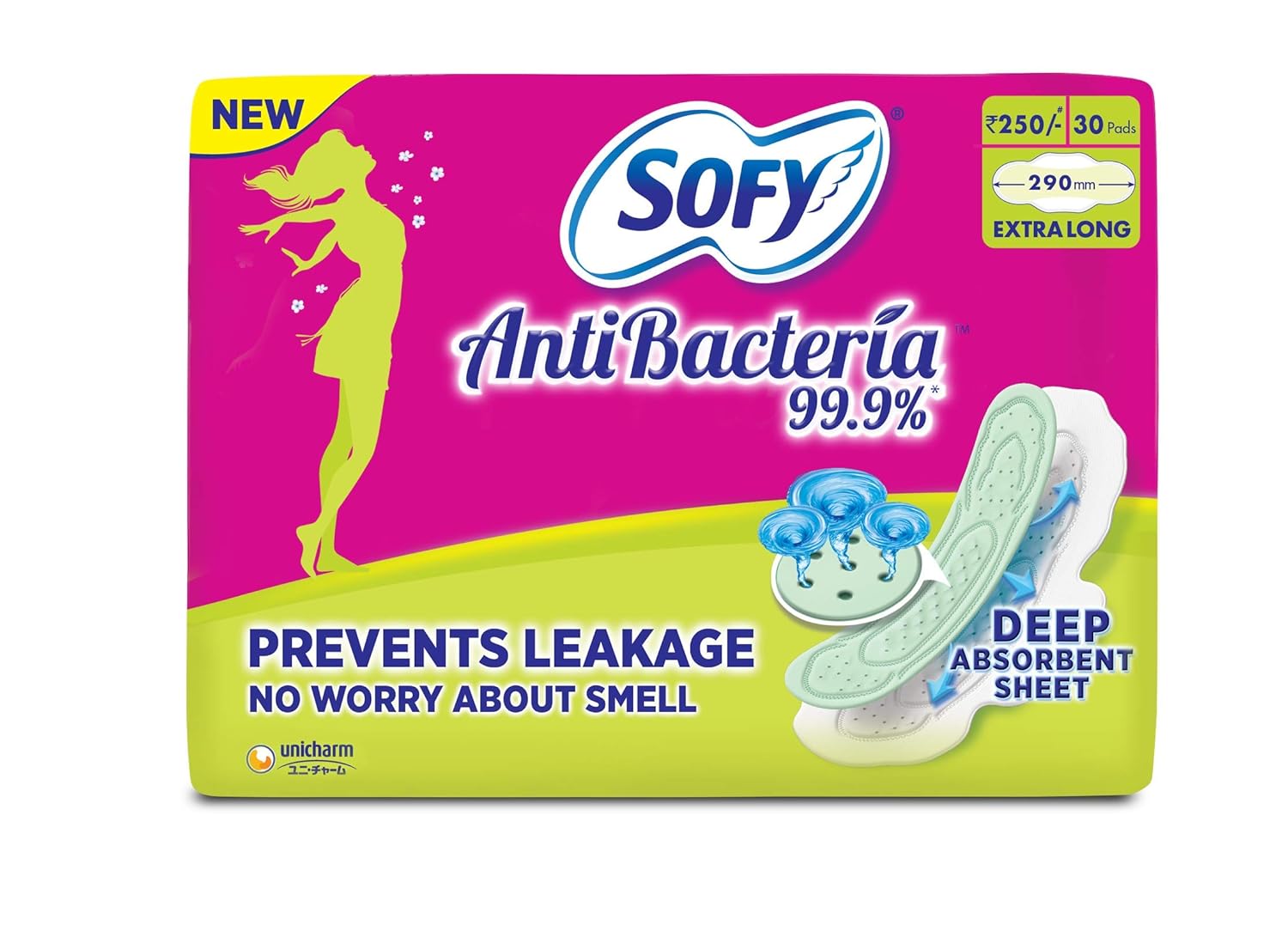 Sofy Antibacteria Extra Long Pads - 30 Count