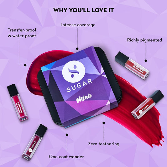 SUGAR Cosmetics Smudge Me Not Liquid Mini Lipstick Gift Set: