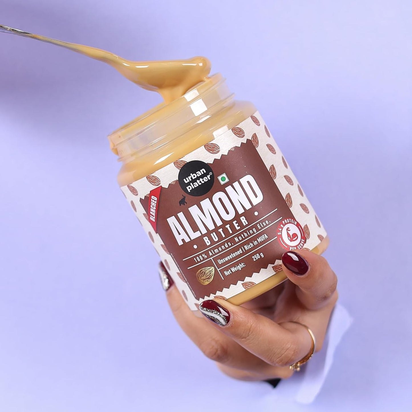 Urban Platter Almond Butter (Without Skin), 250g (Nutty Flavour | Single Ingredient | Keto-Friendly | Blanched Paste)