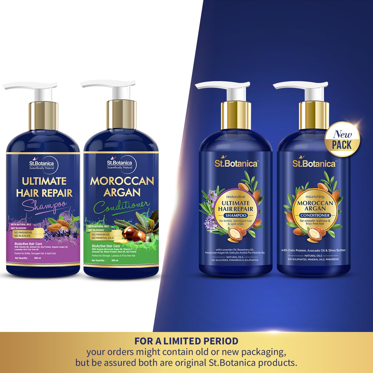 StBotanica Ultimate Hair Repair Combo: Shampoo + Conditioner, 300 ml each