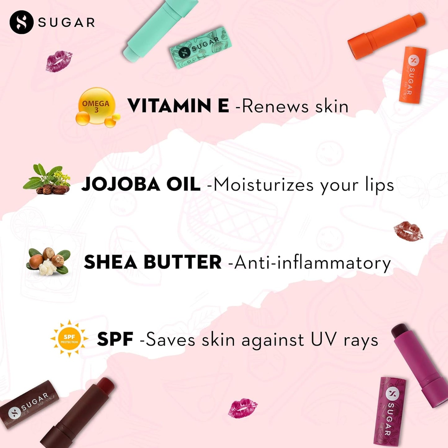 SUGAR Cosmetics Lip Balm & Mini Liquid Lipstick: 01 Mojito & 03 Tan Fan, Pack of 2