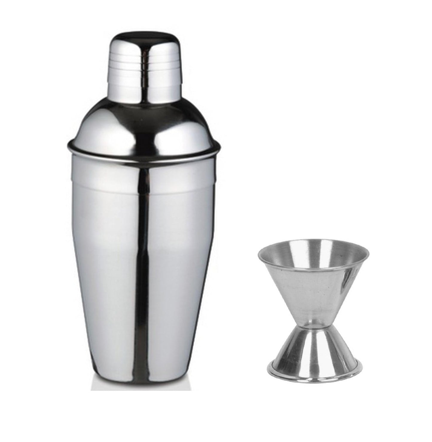iKonbi Stainless Steel 2 Piece Bar Set Large - Delux Cocktail Shaker 750 mland peg Measure 30/60 ml