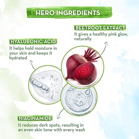 Mamaearth Beetroot Gentle Face Wash: Beetroot & Hyaluronic Acid, Pack of 2, 100 ml each