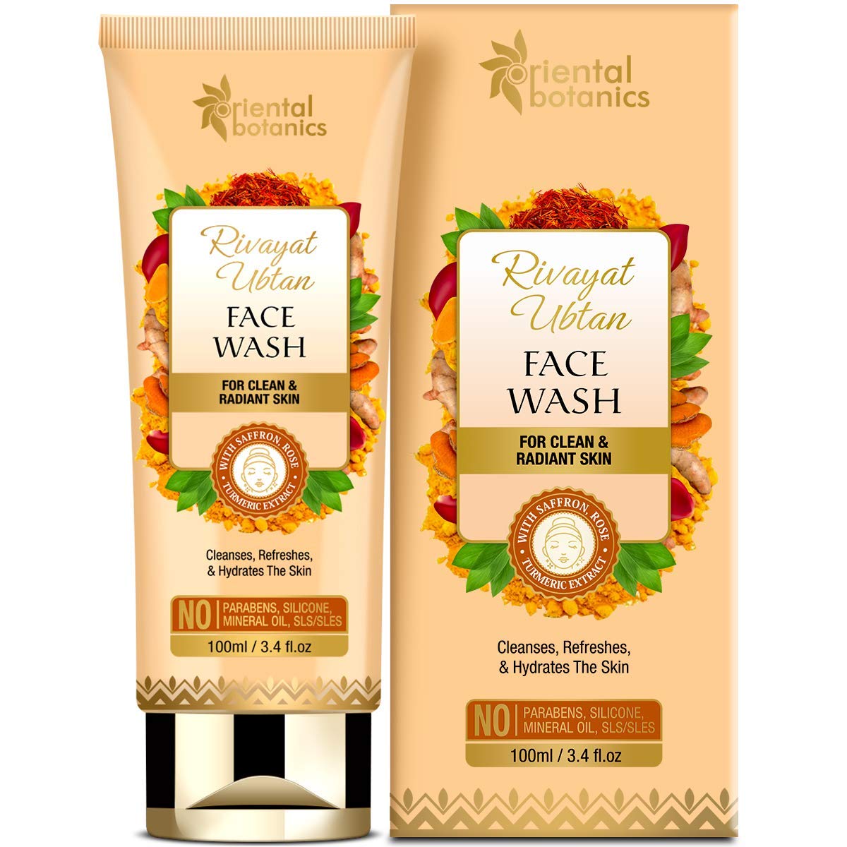 Oriental Botanics Rivayat Ubtan FaceWash: Saffron, Rose & Turmeric, 100