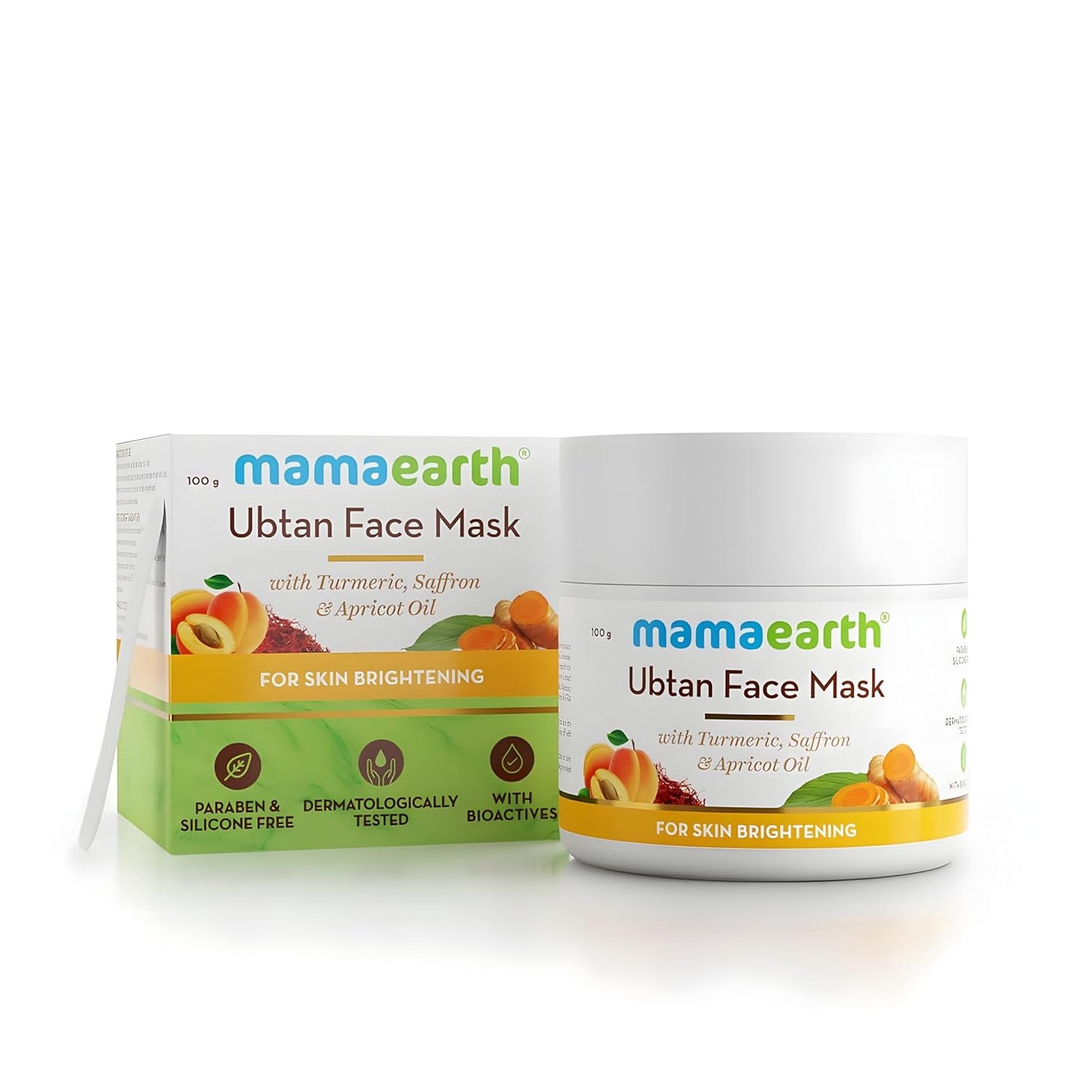 Mamaearth Ubtan FacePack Mask: Saffron, Turmeric & Apricot Oil, 100