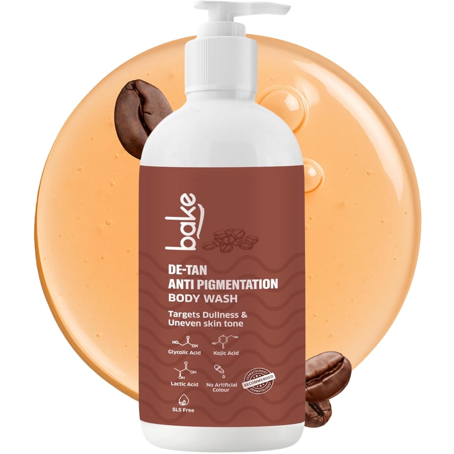 BAKE De-Tan Anti Pigmentation Coffee BodyWash With Kojic Acid, Glycolic Acid, Lactic Acid