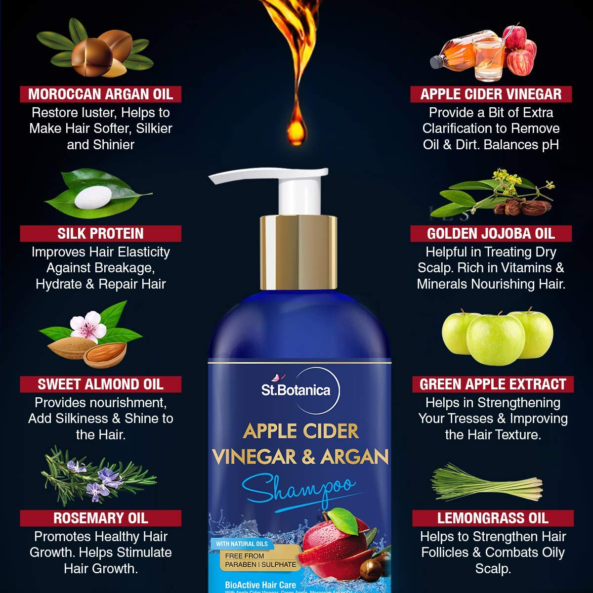 StBotanica Apple Cider Vinegar & Argan Oil Shampoo: 300 ml