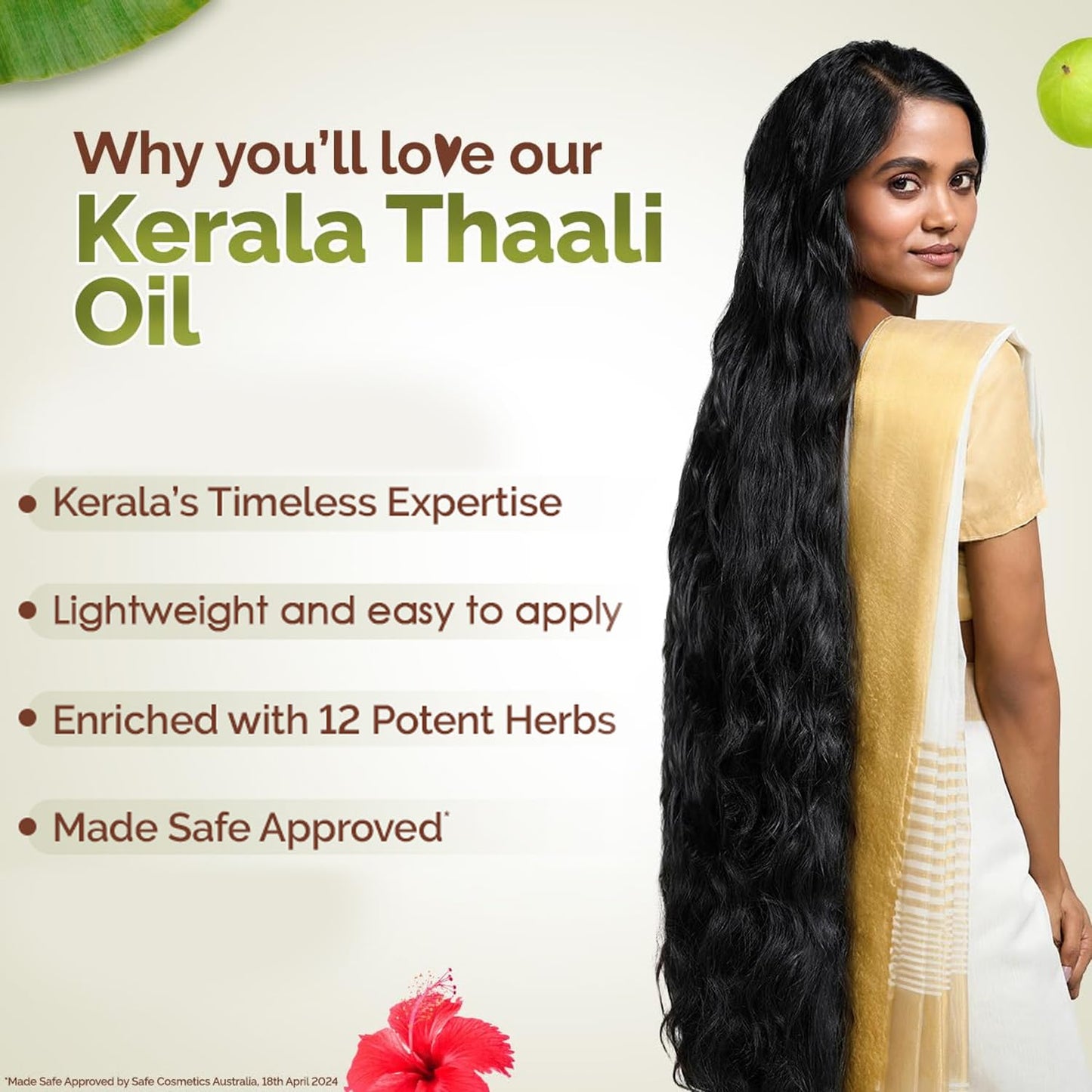 Mamaearth Kerala Thaali HairOil with Hibiscus, Bhringraj, Methi Dana & Amla for Thick & Long Hair 150 ml