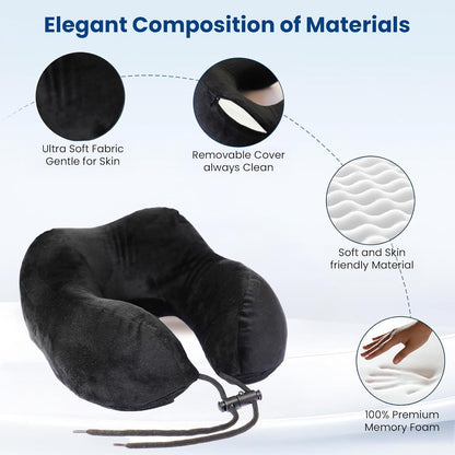 CareFoam Memory Foam Travel Pillow, Comfortable & Supportive Neck Pillow, Pain Relief Sleeping Neck Pillows for Travel, Airplane Pillow for Sleeping Airplane, Car, Office and Home