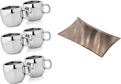 iKonbi Stainless Steel Apple Cups and Tray Set Set of