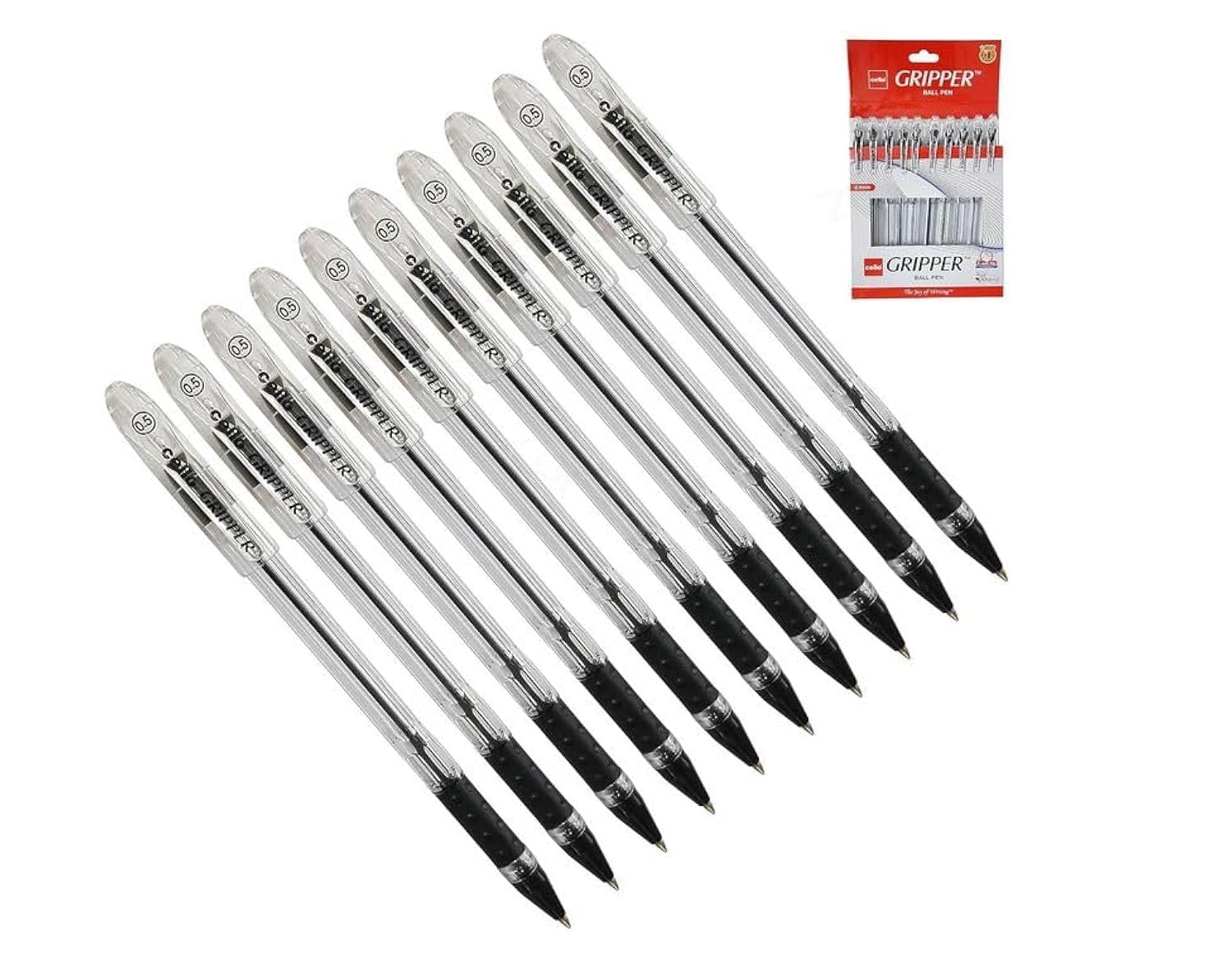 BLACK Ballpoint Pens, Gripper, BLACK, 0.5mm Fine Point,
