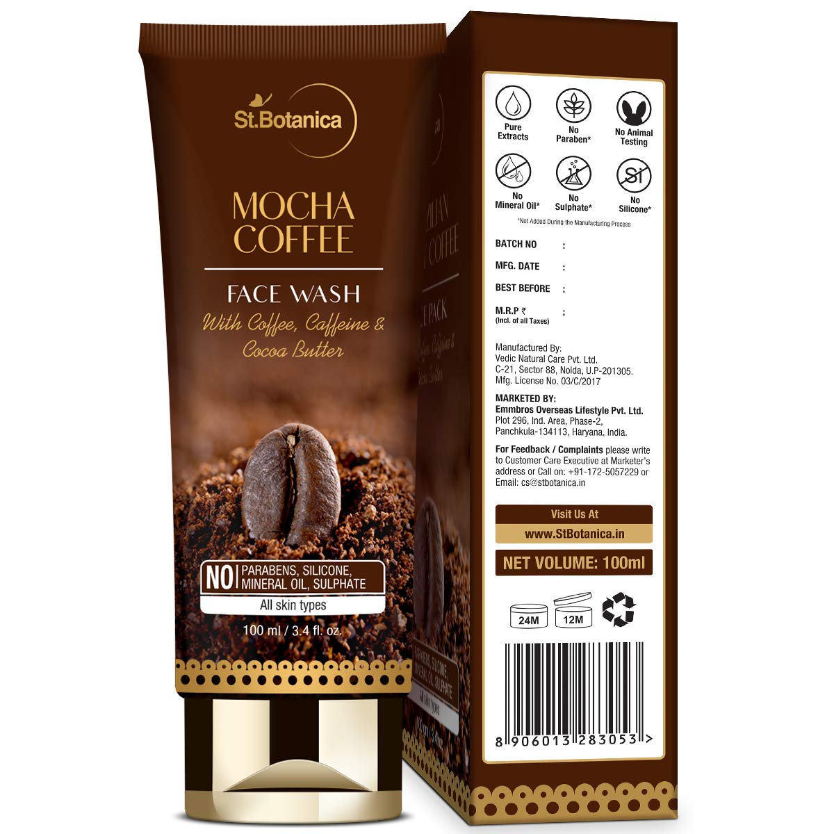 StBotanica Mocha Coffee Face Wash: 100 ml