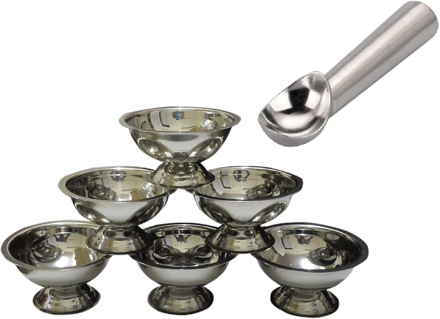 iKonbi Ice Cream Cups/Soup Bowls with Heavy Gauge Ice Cream Scoop Set of 6