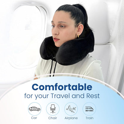 CareFoam Memory Foam Travel Pillow, Comfortable & Supportive Neck Pillow, Pain Relief Sleeping Neck Pillows for Travel, Airplane Pillow for Sleeping Airplane, Car, Office and Home