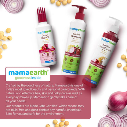 Mamaearth Anti Hair Fall Spa Set: Onion Shampoo 250 ml + Conditioner 250 ml + Oil 150 ml