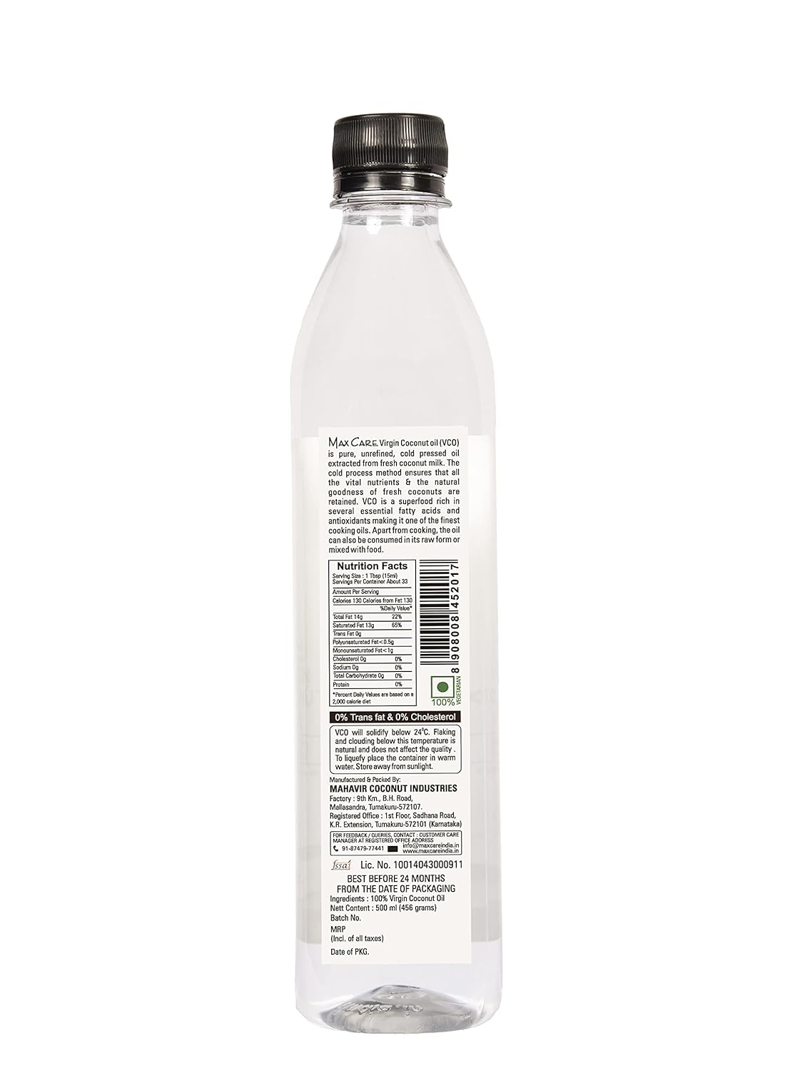 Avoka Naturals Max Care Cold Pressed Virgin Coconut Oil, 500ml