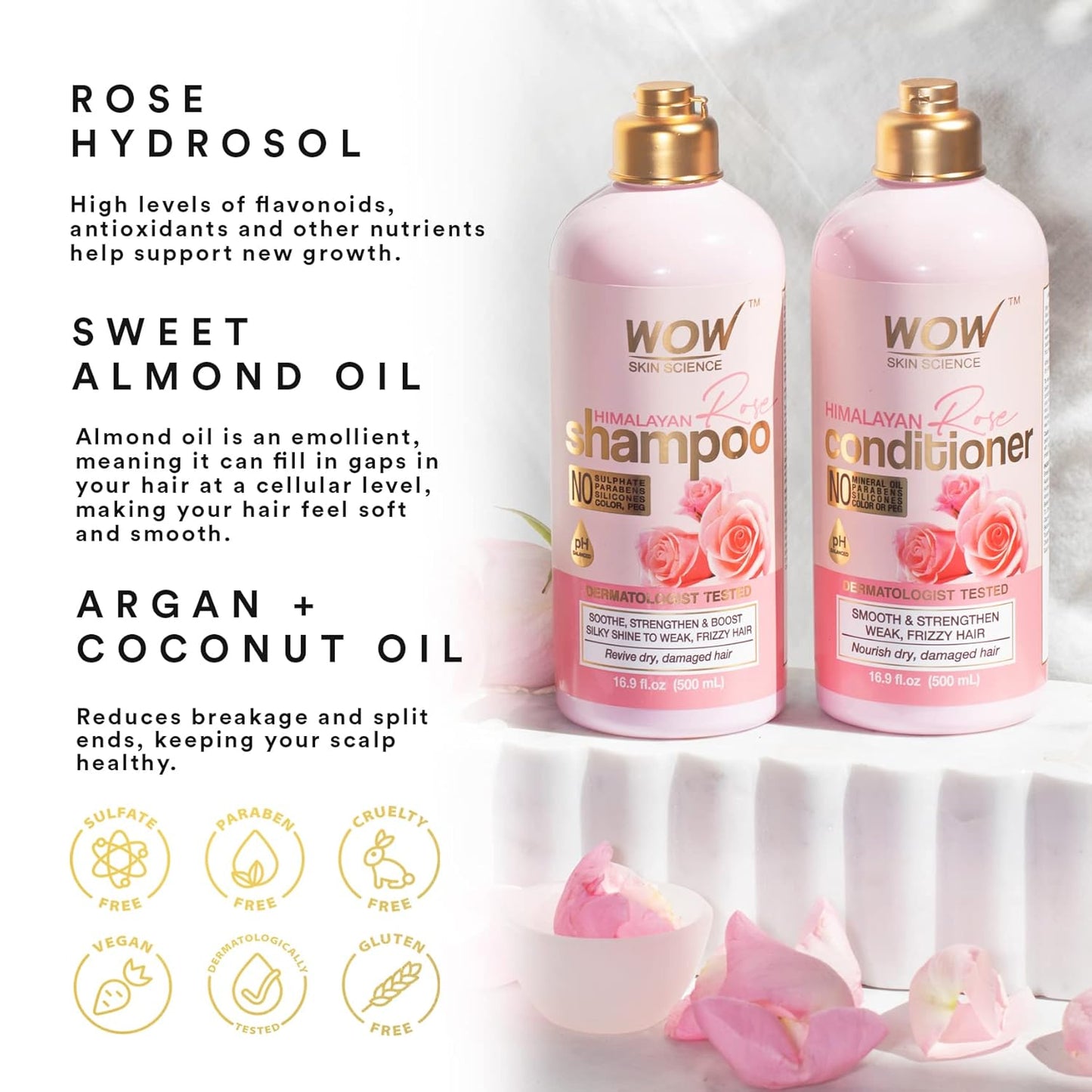 WOW Himalayan Rose Hair Shampoo & Conditioner Set: 500 ml each