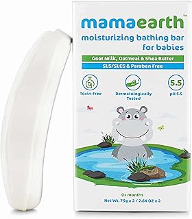 Mamaearth Moisturizing Baby Bathing Soap Bar pH 5.5 with Goat Milk and Oatmeal, 75g (Pack