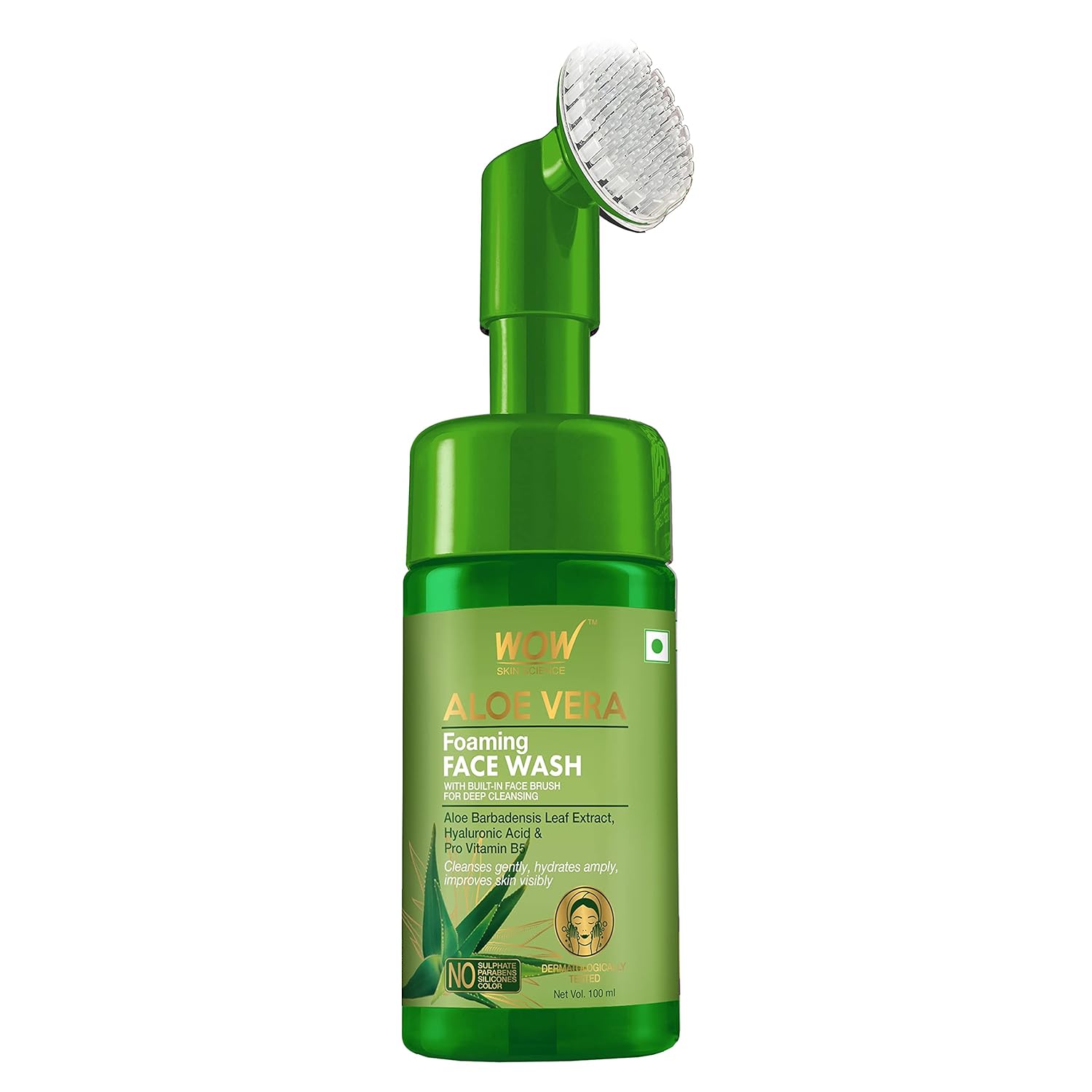 WOW Aloe Vera FaceWash: With Brush, 100