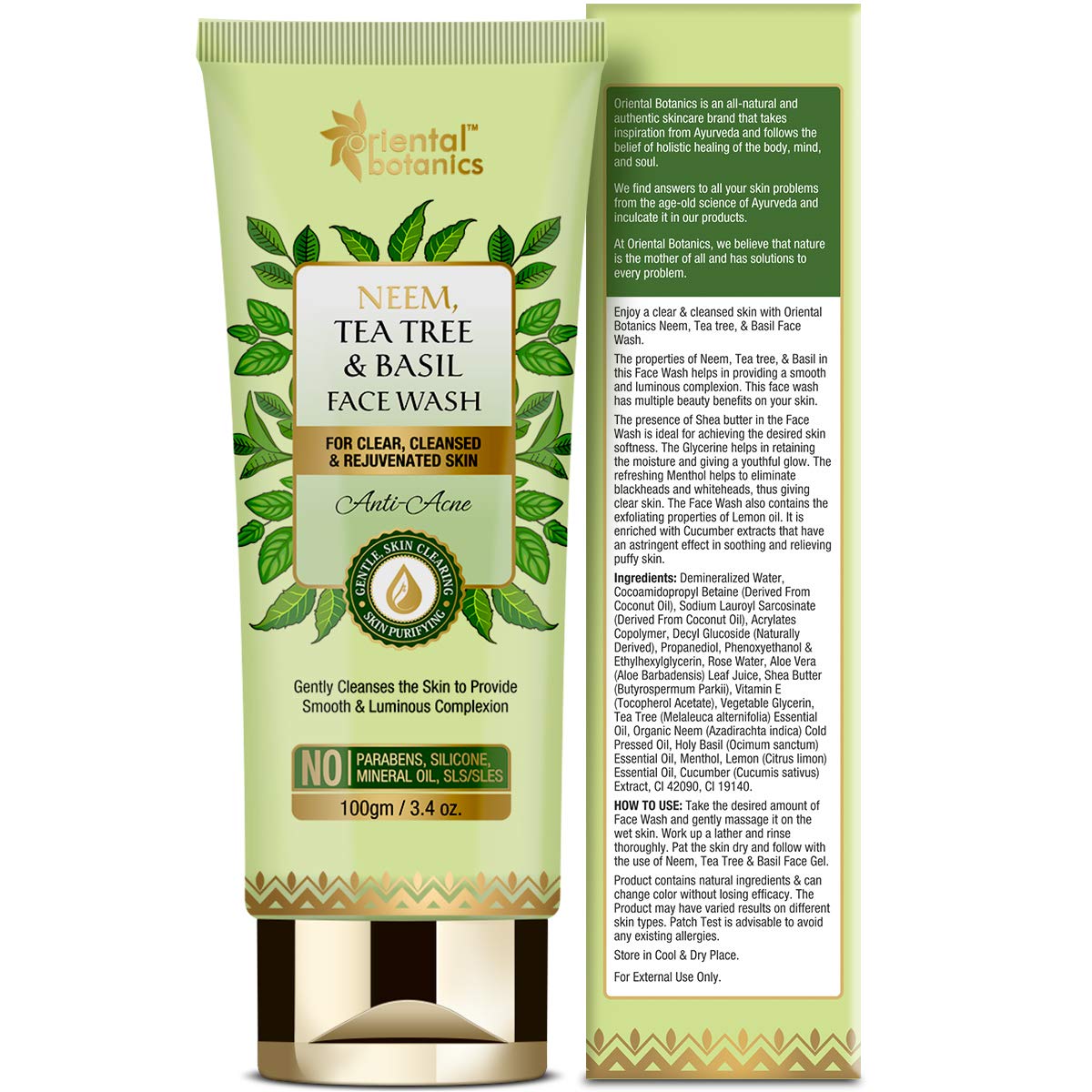 Oriental Botanics Neem, Tea Tree & Basil Face Wash: 100 ml