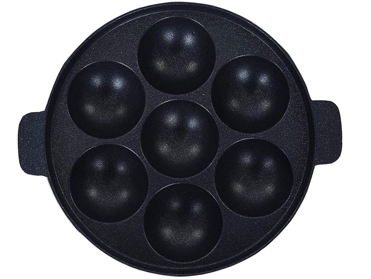 iKonbi 7 Cavity Aluminium Utensils with Non-Stick Coating Pan/Appam Patra/Ponganalu Pan/Kallu/Chatti / Appam Pan Multicolor