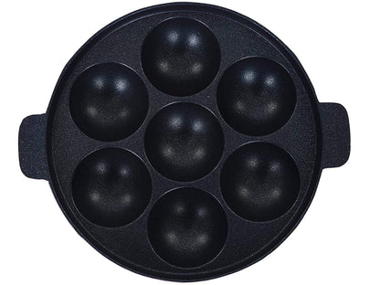 iKonbi 7 Cavity Aluminium Utensils with Non-Stick Coating Pan/Appam Patra/Ponganalu Pan/Kallu/Chatti / Appam Pan Multicolor
