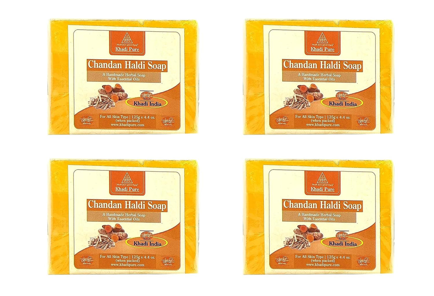 KHADI NATURAL Herbal Chandan Haldi Soap, 125 g (Pack of 4)