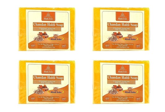KHADI NATURAL Herbal Chandan Haldi Soap, 125 g (Pack of 4)