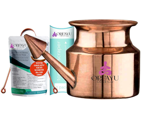 Pure 100% Copper Ayurveda JAL NETI Pot for Sinus, Nose Irrigation and Cleaning (Size 250 M