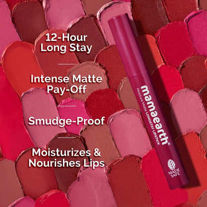 Mamaearth Moisture Matte Longstay Lipstick: Avocado Oil & Vitamin E, 2 g