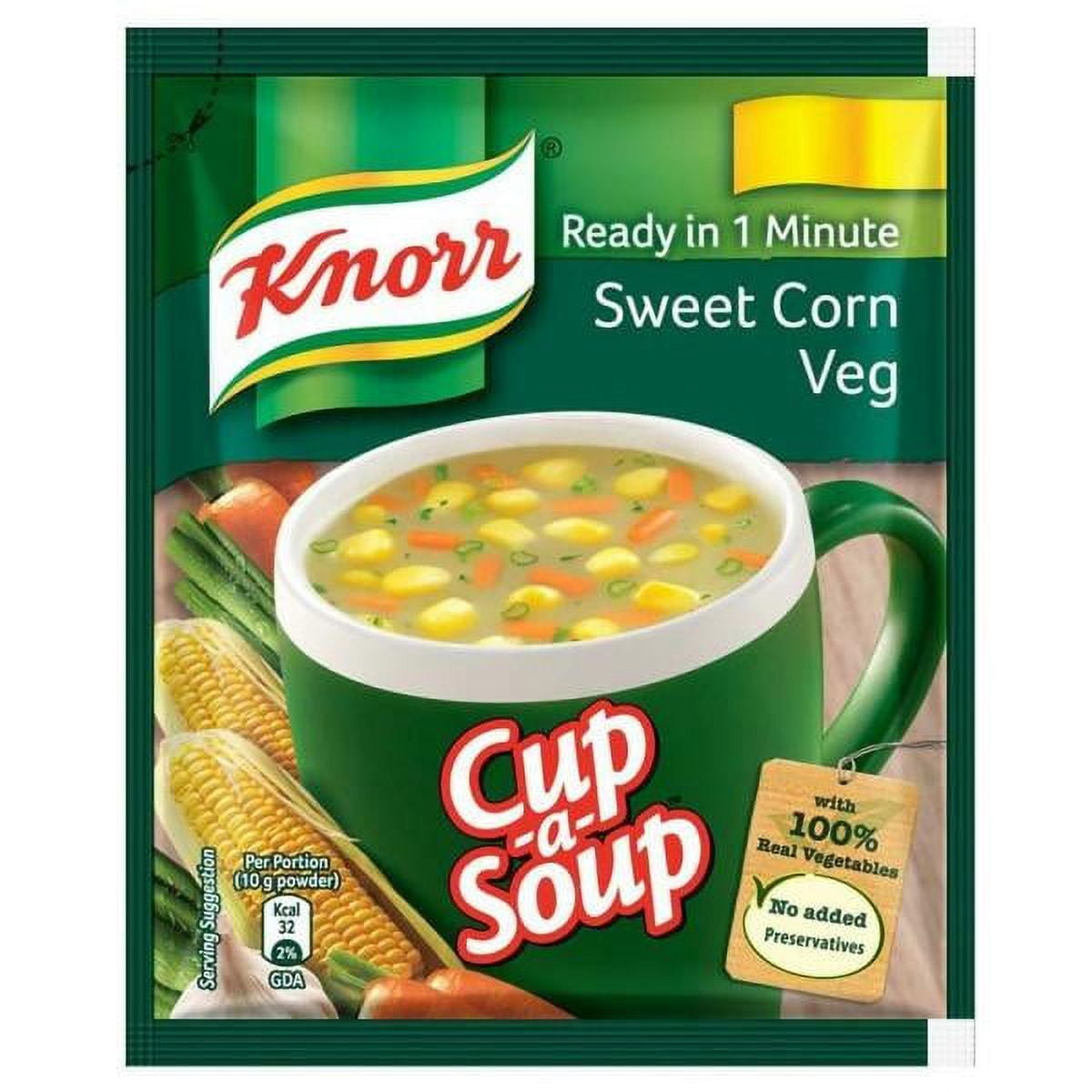 Knorr Sweet Corn Veg Instant Soup Pack Ready in 1 Minute Cup-a-soup 13g, (Pack of 6)
