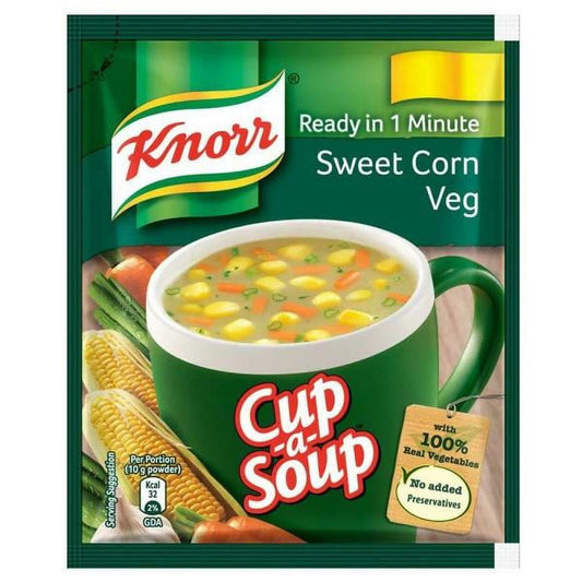 Knorr Sweet Corn Veg Instant Soup Pack Ready in 1 Minute Cup-a-soup 13g, (Pack of 6)