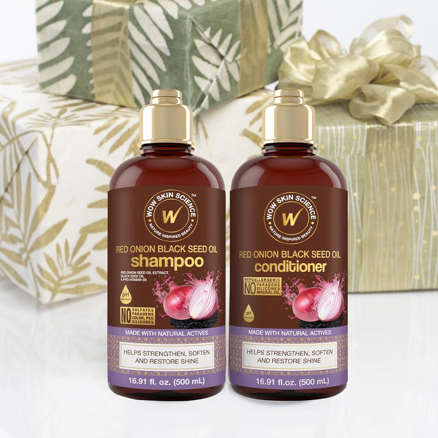 WOW Red Onion Black Seed Shampoo & Conditioner: 500 ml each