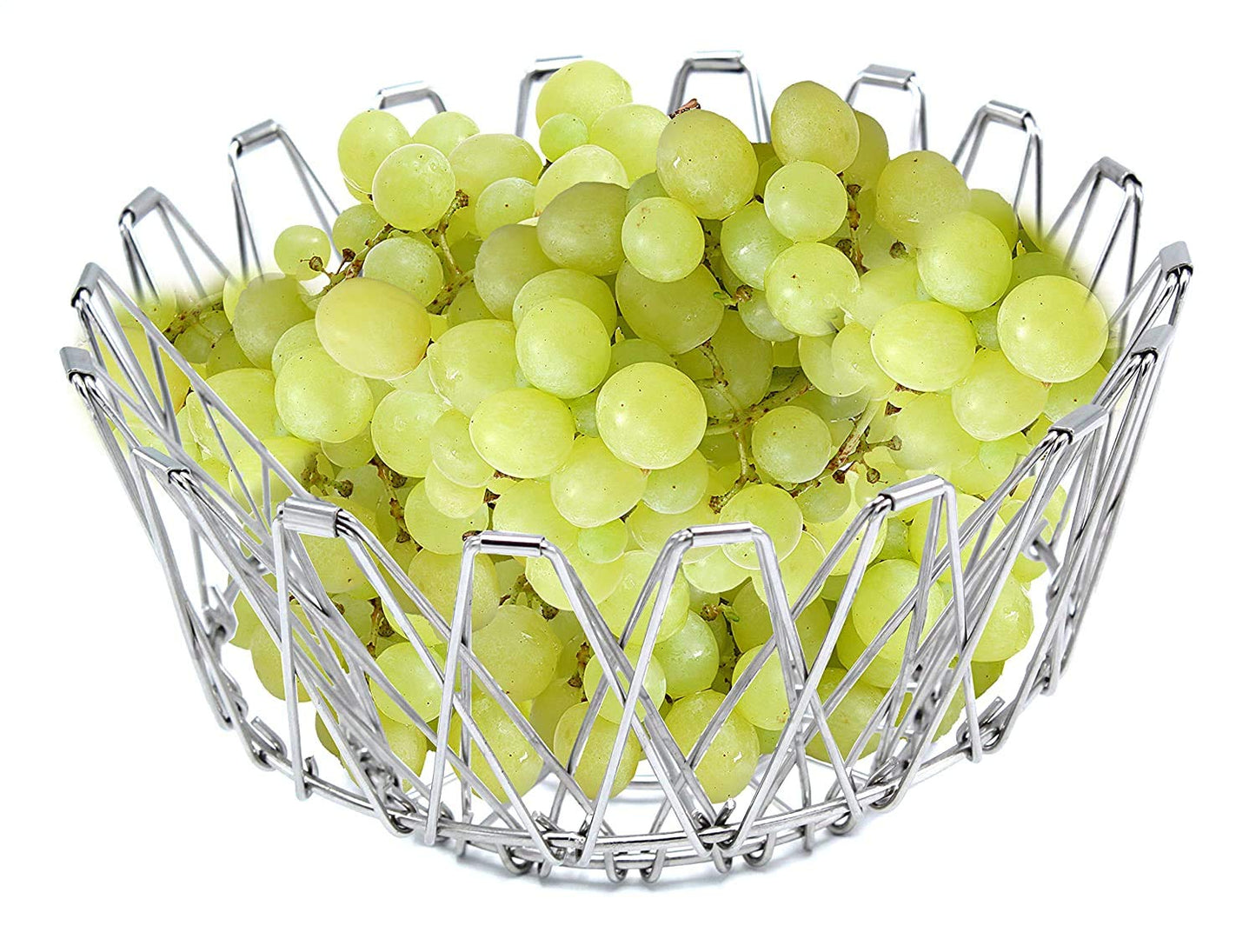 iKonbi Stainless Steel Multipurpose Folding Fruit and Vegetable Basket for Kitchen, Dining or Center Table - Flexible Basket Also Used for Office Purpose Serving and in Party8 Shapes