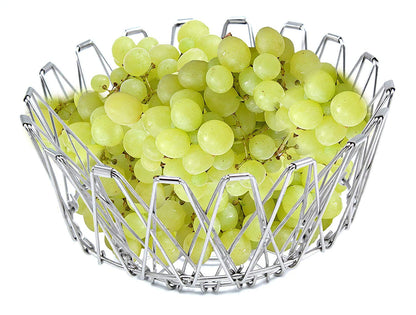 iKonbi Stainless Steel Multipurpose Folding Fruit and Vegetable Basket for Kitchen, Dining or Center Table - Flexible Basket Also Used for Office Purpose Serving and in Party8 Shapes