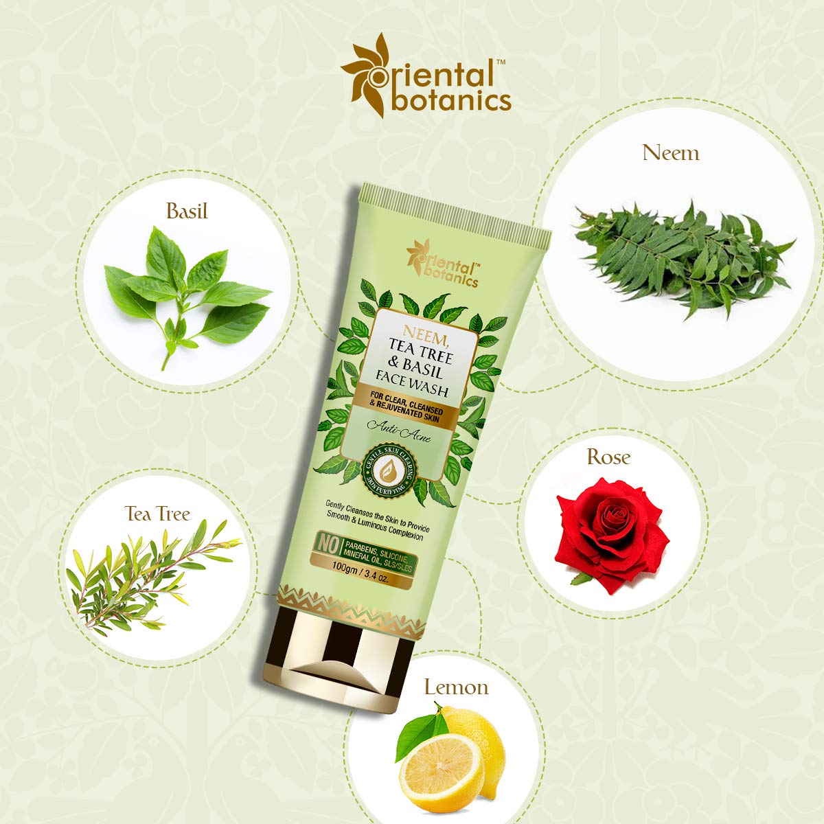 Oriental Botanics Neem, Tea Tree & Basil Face Wash: 100 ml
