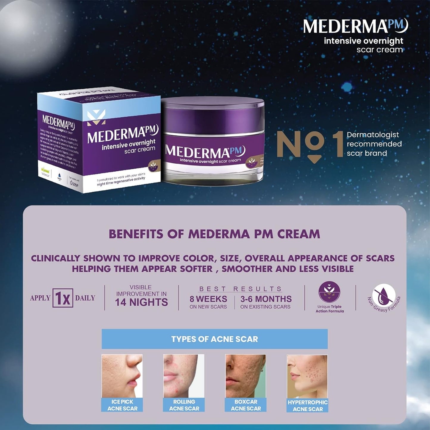 Mederma PM Intensive Overnight Scar Cream: Pack of 2, 30 g each