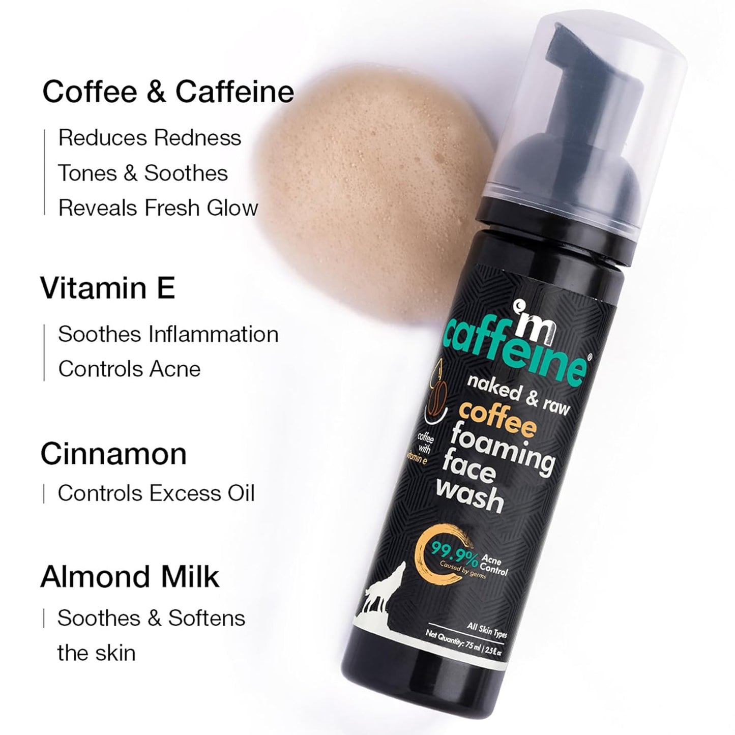mCaffeine Cappuccino Coffee Face Wash: Anti Acne, 75 ml