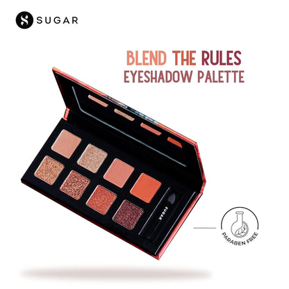 SUGAR Cosmetics Blend The Rules Eyeshadow Palette: 01 Flawless - 8 Warm Neutral Shades, Highly Pigmented Eye Makeup Palette, Waterproof & Smudgeproof