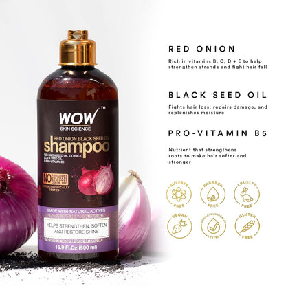 WOW Red Onion Black Seed Oil Shampoo: 500 ml