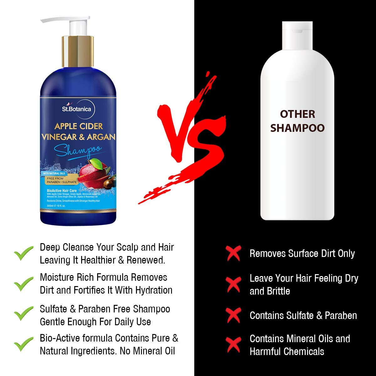 StBotanica Apple Cider Vinegar & Argan Oil Shampoo: 300 ml