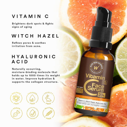 WOW Vitamin C Serum for Face: Hyaluronic Acid, 30 ml