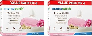 Mamaearth Multani Mitti Moisturizing Lotion Soap: Multani Mitti & Rose, Pack of 8, 125 g